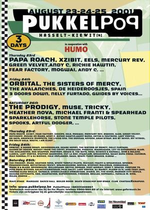 Pukkelpop Festival 2001 line-up poster