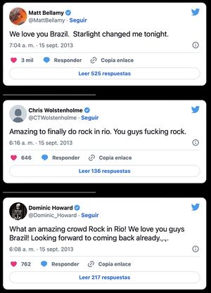 Tweets by the band - Rock in Rio 2013